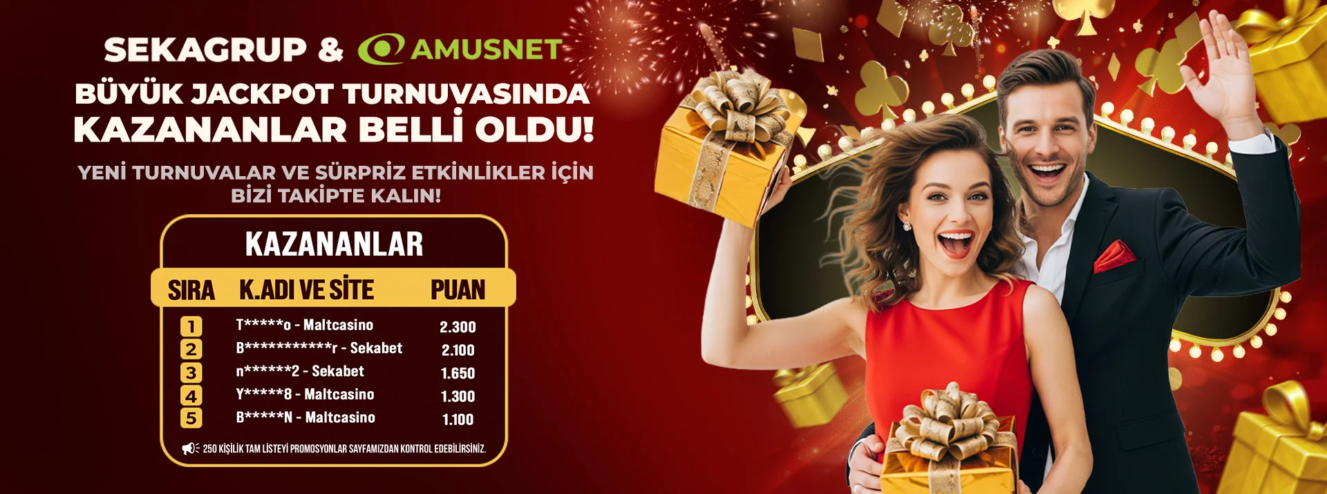 Amusnet Ortak Kazananlar